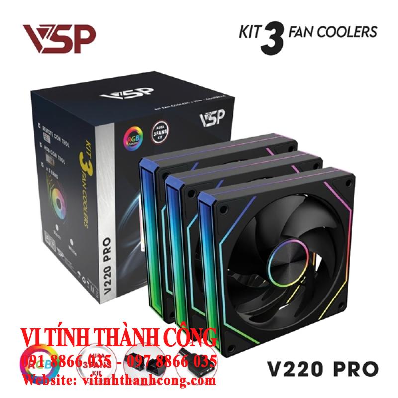 Bộ Kit 3 Fan Led RGB + Hub VSP V220 Pro Black